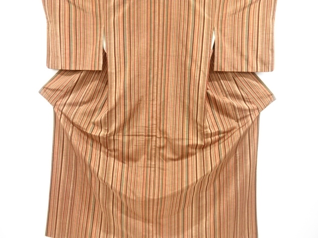 リサイクル　縞織出し手織り紬着物